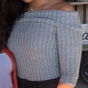 Gray Off the Shoulder Sweater